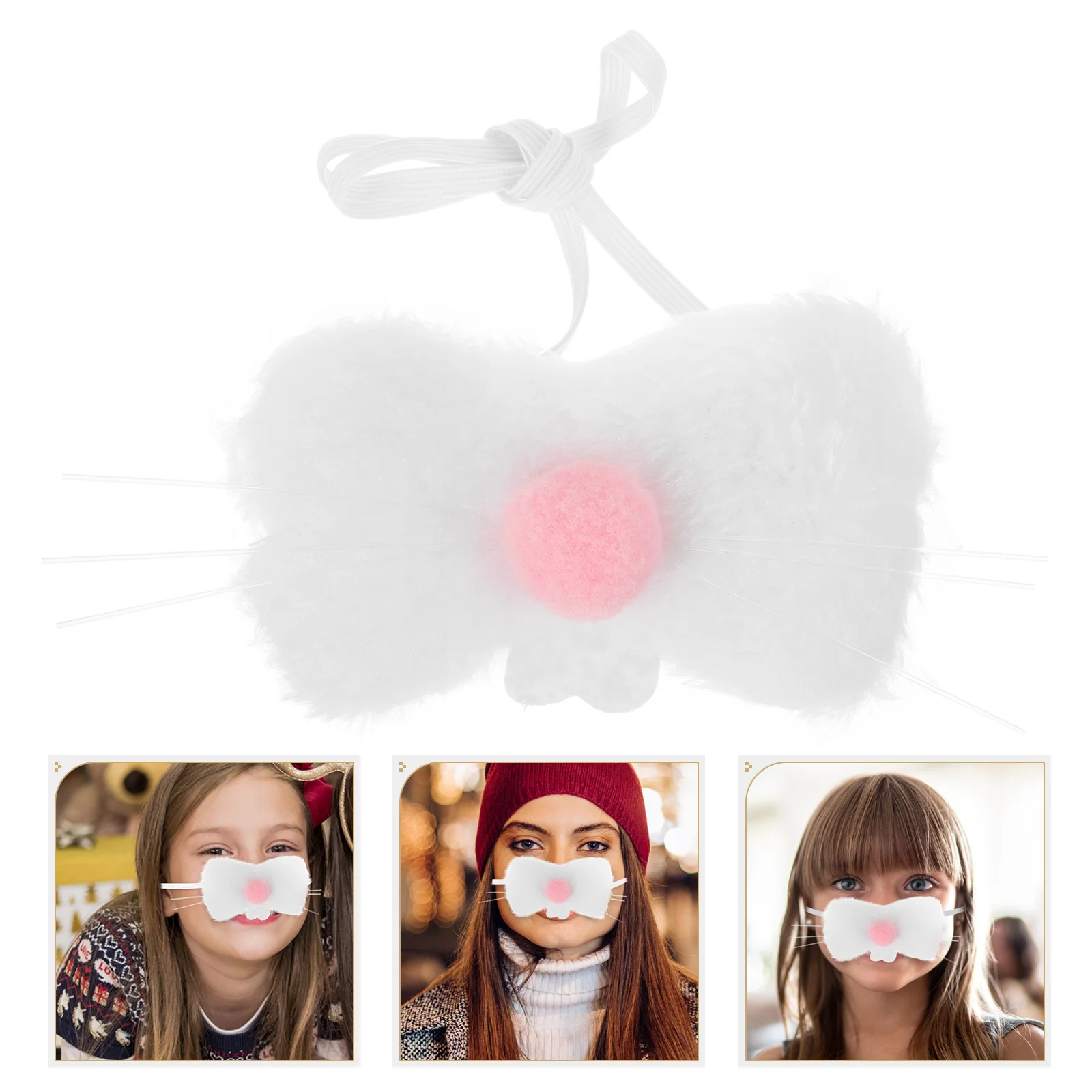 

3 Pcs Rabbit Nose Prop Bunny Costume Accessories Tiara for Women Fluffy Animal Plush Fabric