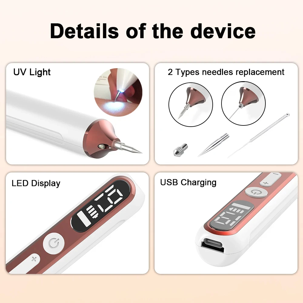 Beauty Instrument Freckle Removal Pen Machine Skin Mole Removal Dark Spot Remover Face Wart Tag Tattoo Remover Pen 19 Gears