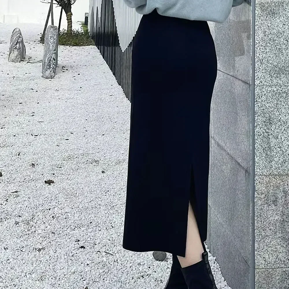 

Long Skirt Black Skirts for Women Traf New Winter Women's Casual Elegant Skirt Slim Fit Dress Midi Long Dress