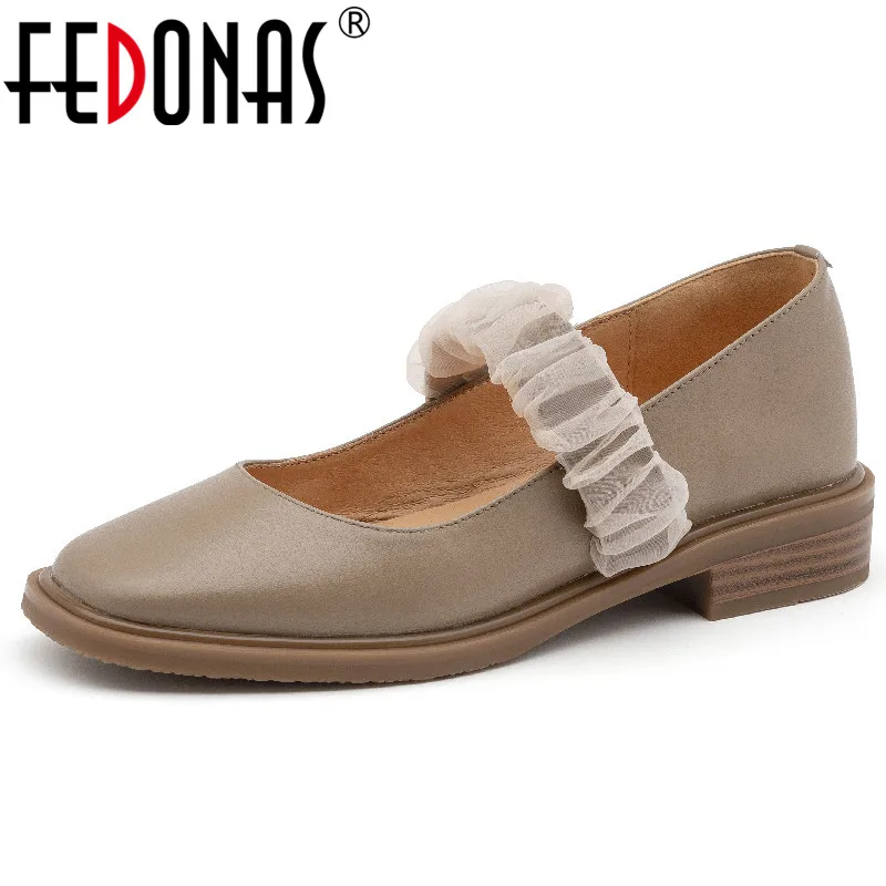 

FEDONAS/милые элегантные женские туфли-лодочки; Коллекция 2023 года; Сезон весна-лето; Обувь Mary jane из натуральной кожи на низком каблуке в сеточку; Женские Повседневные Вечерние туфли для работы