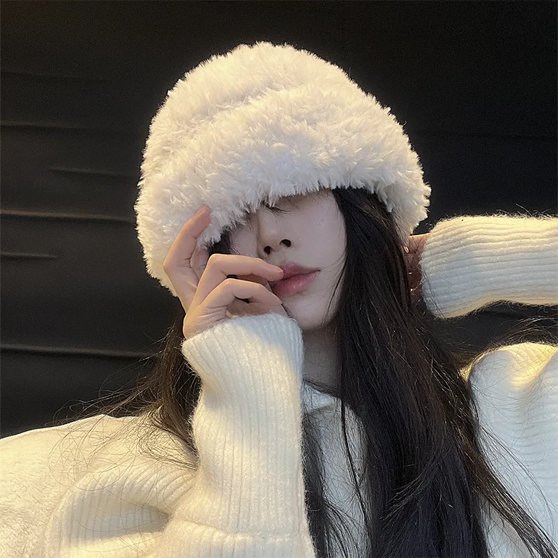 Autumn Winter Women's Hat 2022 New Simple Soft Beanie Thickening Knitted Cap Outdoor Warm Cold-Proof Bonnet Skull Beanie Hat