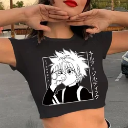 Crop Top Hunter X Hunter T Shirt Japanese Anime Killua Zoldyck Hisoka Cartoon Cute Manga T-shirt Kurapika HxH Tshirt Tees Female