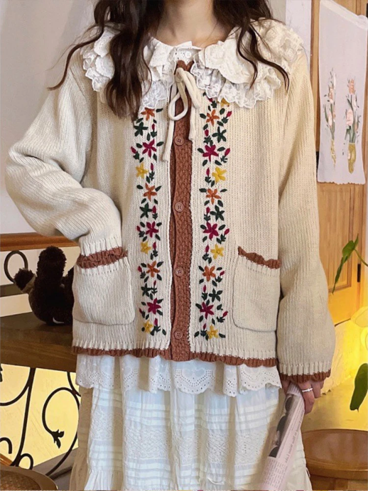 Ameri　FLOWER EMBROIDERY CARDIGAN Ameri vintage FLOWER EMBROIDERY CARDIGAN FLOWER EMBROIDERY