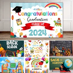 Children Back to School Graduation Party Cartoon Colorful 2024 Pencil School Bag Photography Background Studio Customization