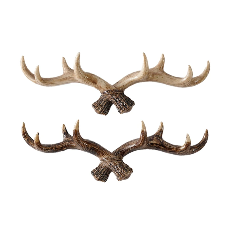 

Vintage Deer Horn Hook Resin Key Hooks Holder Wall Mounted Cap Coat Hanger Rack Living Room Bathroom Nordic Durable Easy Install
