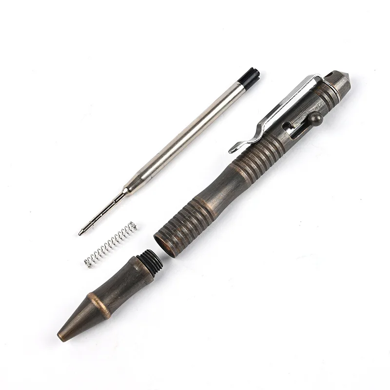 Hoge Kwaliteit Messing Zelfverdediging Tactical Pen Bolt Schakelaar Balpen Schrijven Pen Voor Outdoor Kamp EDC Tool Gift doos