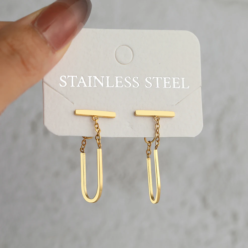 Simple Geometric Stainless Steel Tassel Earrings 3 Simple Geometric Stainless Steel Tassel Earrings 3