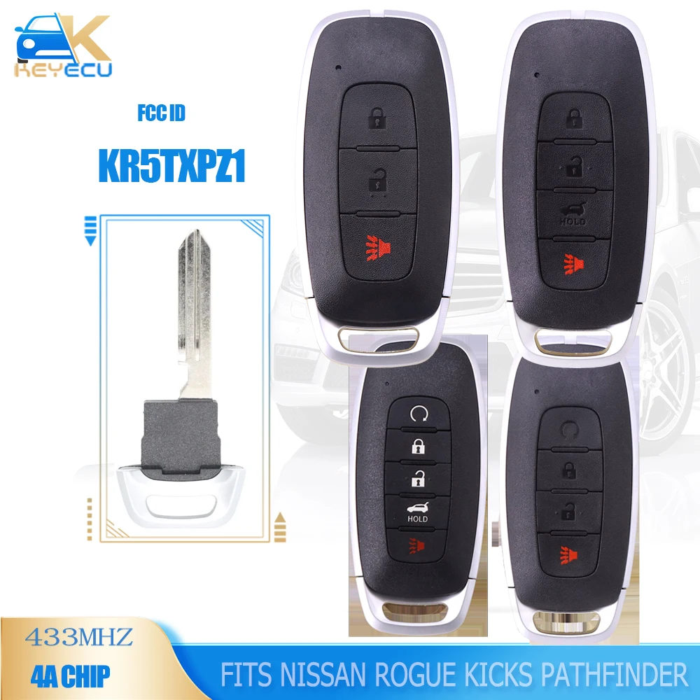 Keyecu Muslimah/Kr5Txpz3 433Mhz 4A Chip Smart Remote Key Keyless Fob Per Nissan Rogue Kicks Pathfinder Ariya 2022 2023