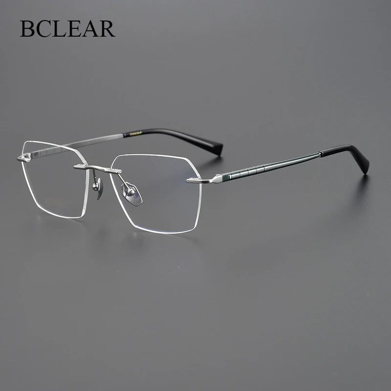 KLAR Klassische Reine Titan Randlose Brille Rahmen Männer Frauen Optische Brillen Einfache Stilvolle Rahmenlose Brillen Komfortable Heißer