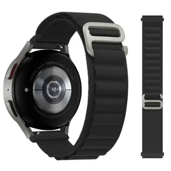 Premium Nylon Loop Watch Strap - 20/22mm Adjustable Bracelet Band - 20mm Width (Black)