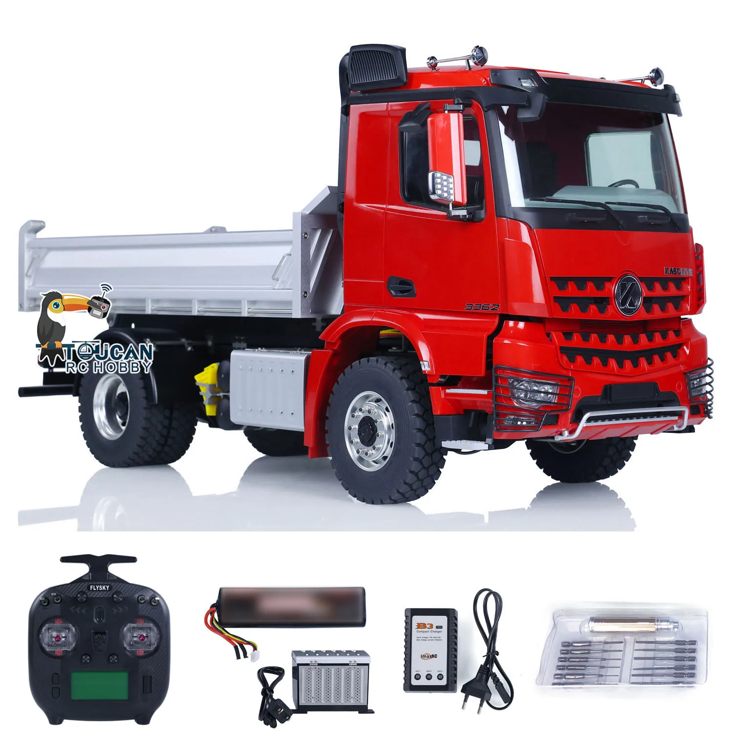 Kabolite 1/14 4x4 Metal Hydraulic RC Dumper Painted Tipper K3362 With Sound System Motor ESC Servo Flysky FS-ST8 radio Controll 2
