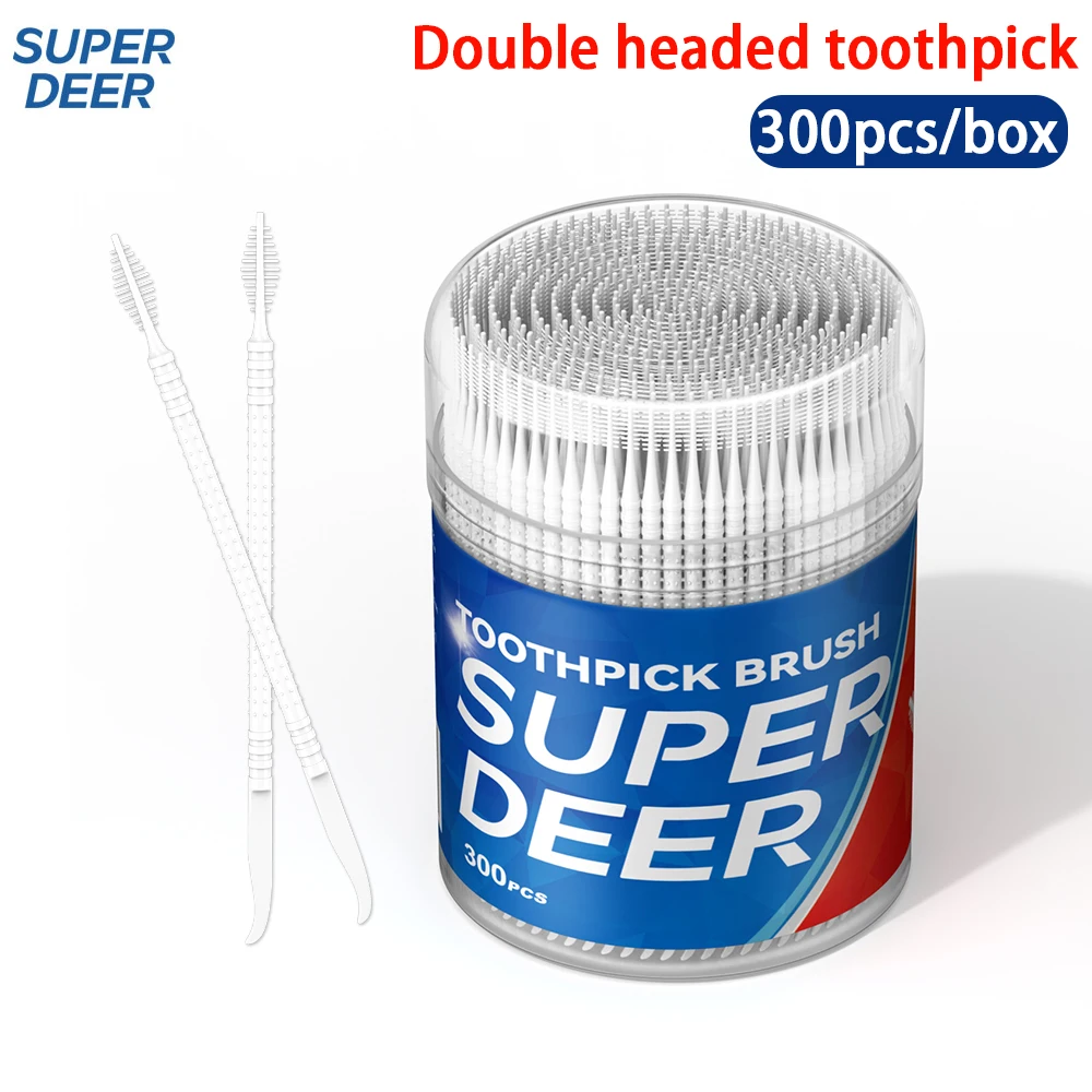 Double-Headed Flosser Toothpicks Disposable Interdental Brush Dental Floss Pick Oral Cleaning Hygiene Teeth Care Sticks 300Pcs dental floss stick,dental floss sticks,toothpick brush,dental cleaning tools