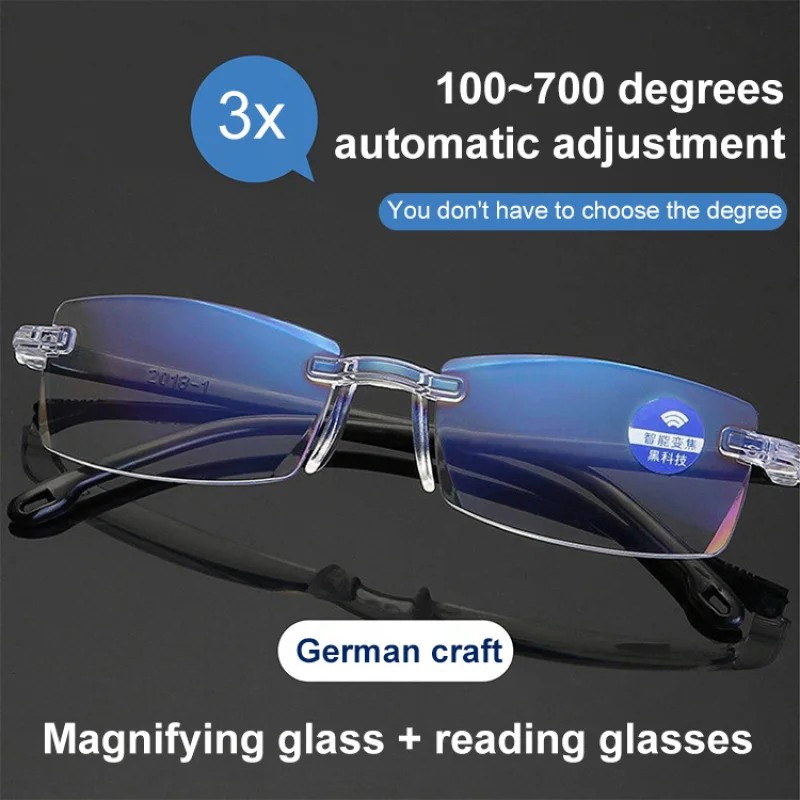 Frameless Smart zoom HD reading glassesAnti-blue Light reading glasses for men and women Near And Far Anti-radiation Glasses 4
