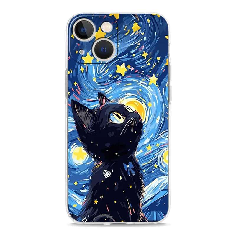 Van Gogh Starry Sky Cat Design Phone Case