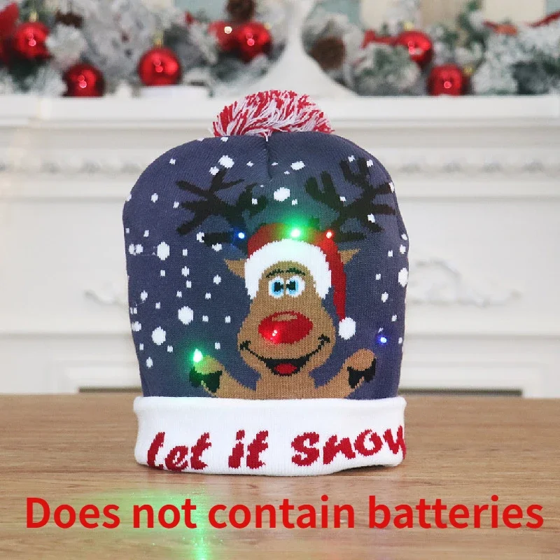 Knitted Christmas Hat with LED Light for Adult Child christmas beanie hat