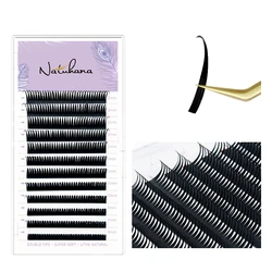 NATUHANA Ultra-Fine Wet Look Manga Wispy Eyelash Extensions - Volume Premade Fans - MIX 8-14 (Wet Eyelash)