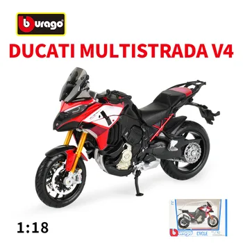 Bburago 1:18 Ducati Multistrada V4 V 4 Multistrada Modello di moto in lega Collezione di giocattoli Pezzo espositivo