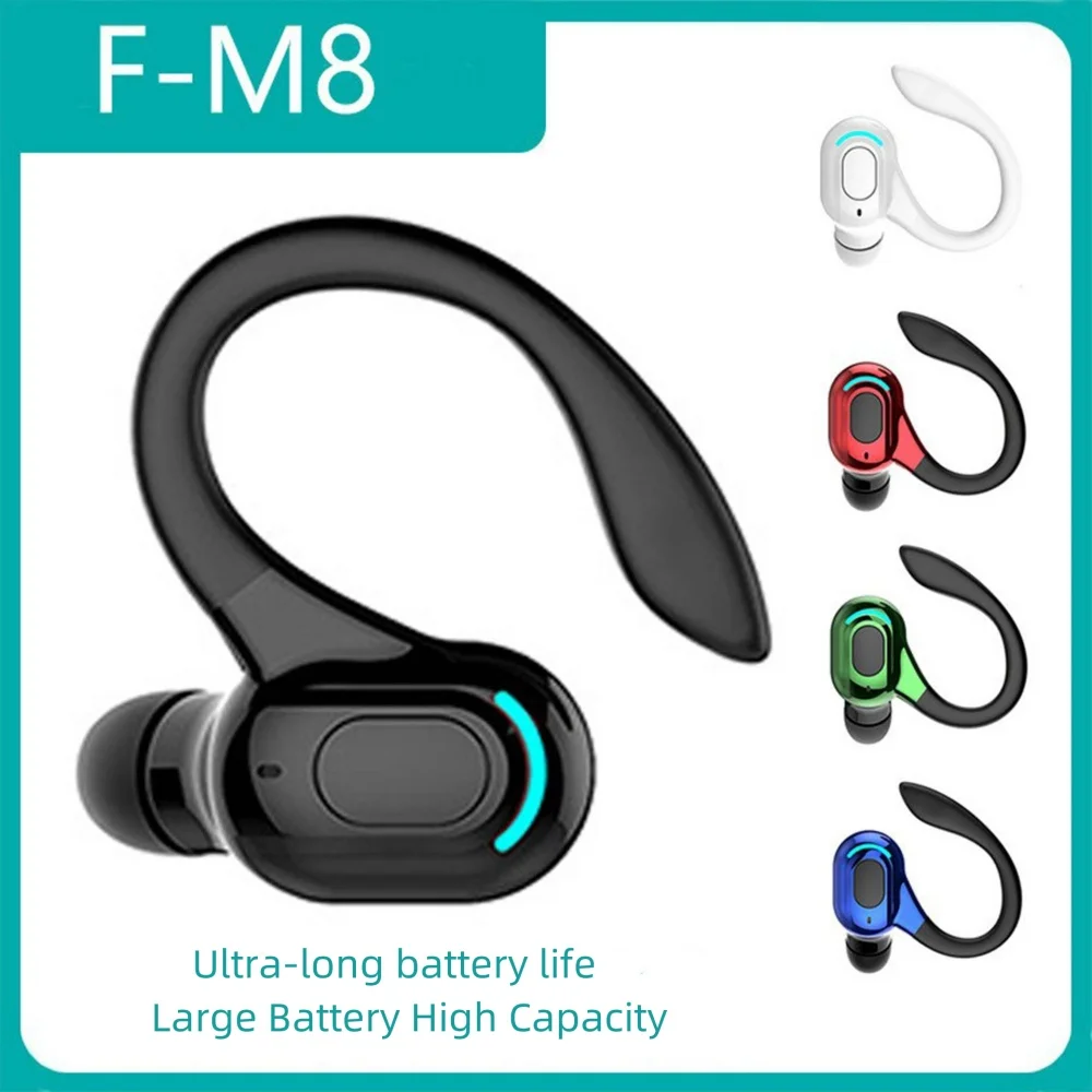 Auriculares inalámbricos impermeables con micrófono, Mini ganchos para la oreja, HiFi estéreo, música, teléfono, compatible con Bluetooth 5,2