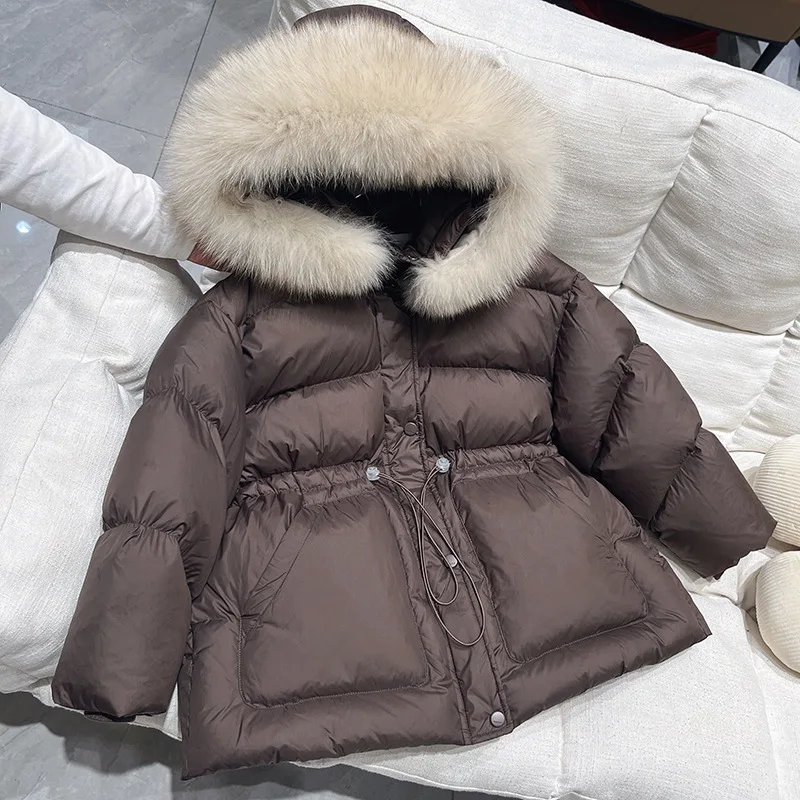 Girls' down padded jacket Korean version padded jacket baby medium long medium sized children's casual hooded new