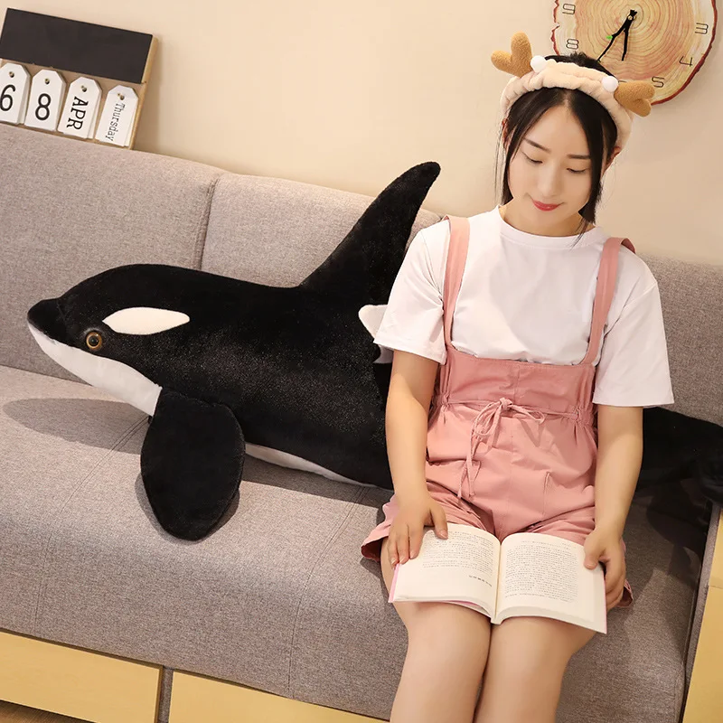 50- 130cm New Simulation Big Killer Whale Doll Pillow Soft Cartoon Stuffed Orcinus Orca Fish Plush Toy  Kids  Holiday Gifts 5
