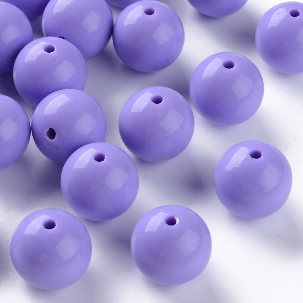 

500g Opaque Acrylic Beads Round Medium Purple 20x19mm Hole: 3mm about 111pcs/500g