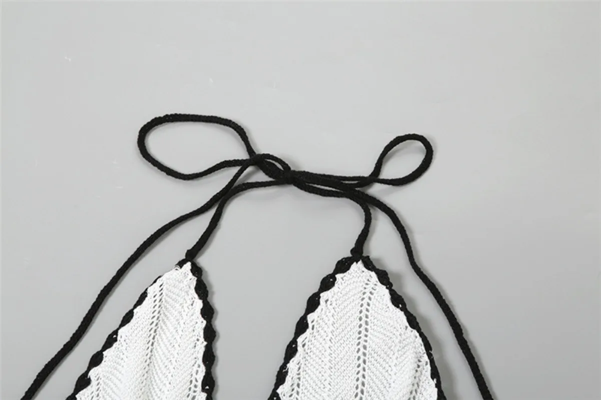 Knit V-Neck Backless Maxi Dress Women's Slim Lace-Up Fashion Contrast Patchwork Bandage Knitwear Dress Female Long Dress