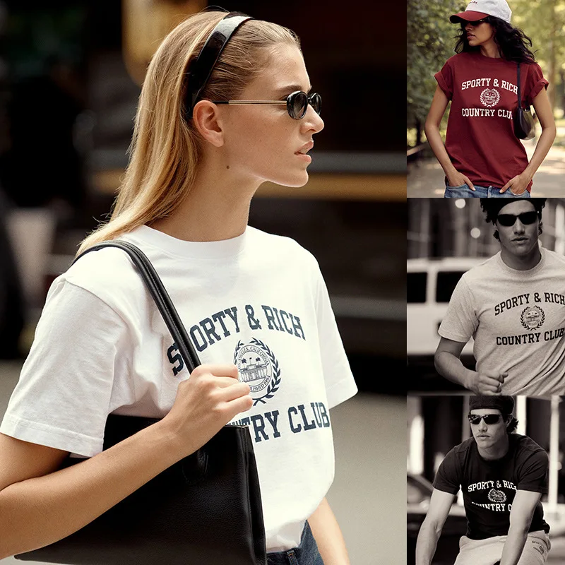 

2024 Summer Essentials Cotton Women's T-shirt Alphabet Print Fashion Brand Oversized High Quality Women's T-shirt Top