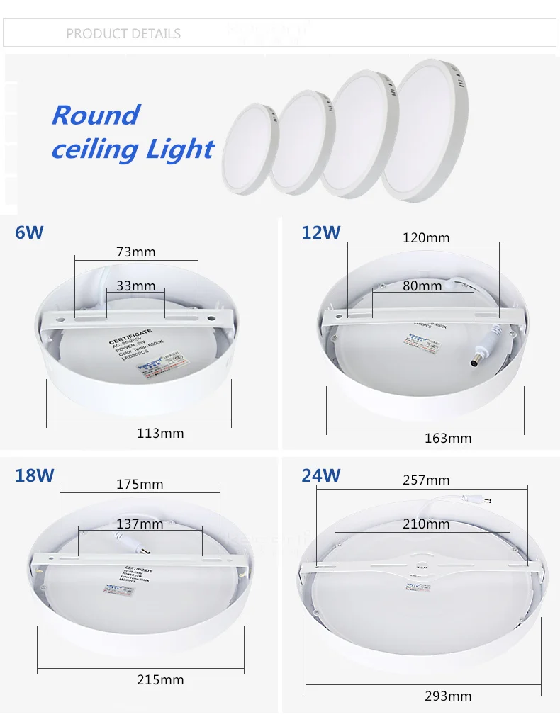 Description Picture 4 of itemSquare LED Ceiling Light Cool White Led Surface Mounted  Ceiling Downlight 6W/12W/18W/24W Bedroom Hallway Toilet Lighting