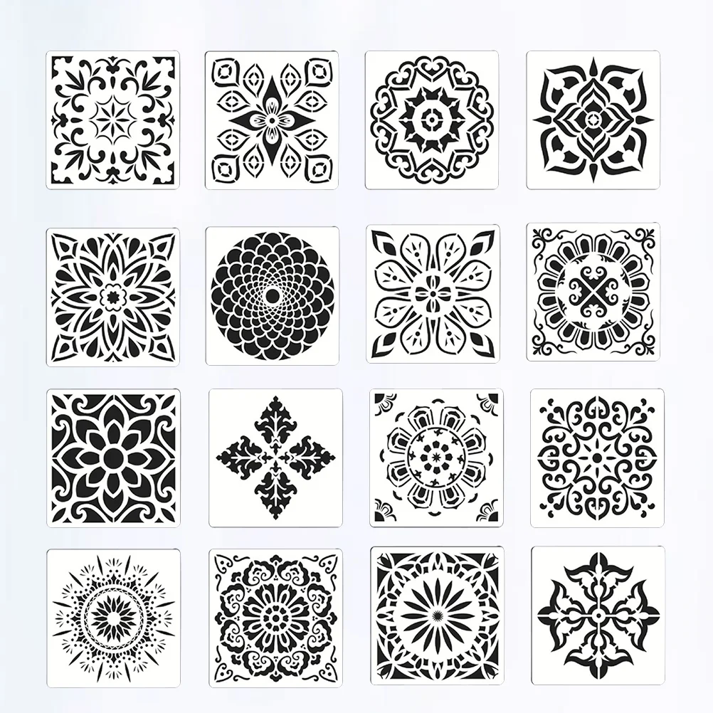 

16pcs One Set Creative Mandala Drawing Templates Beautiful Hollow-out Painting Stencils For Fabric Painting for DIY