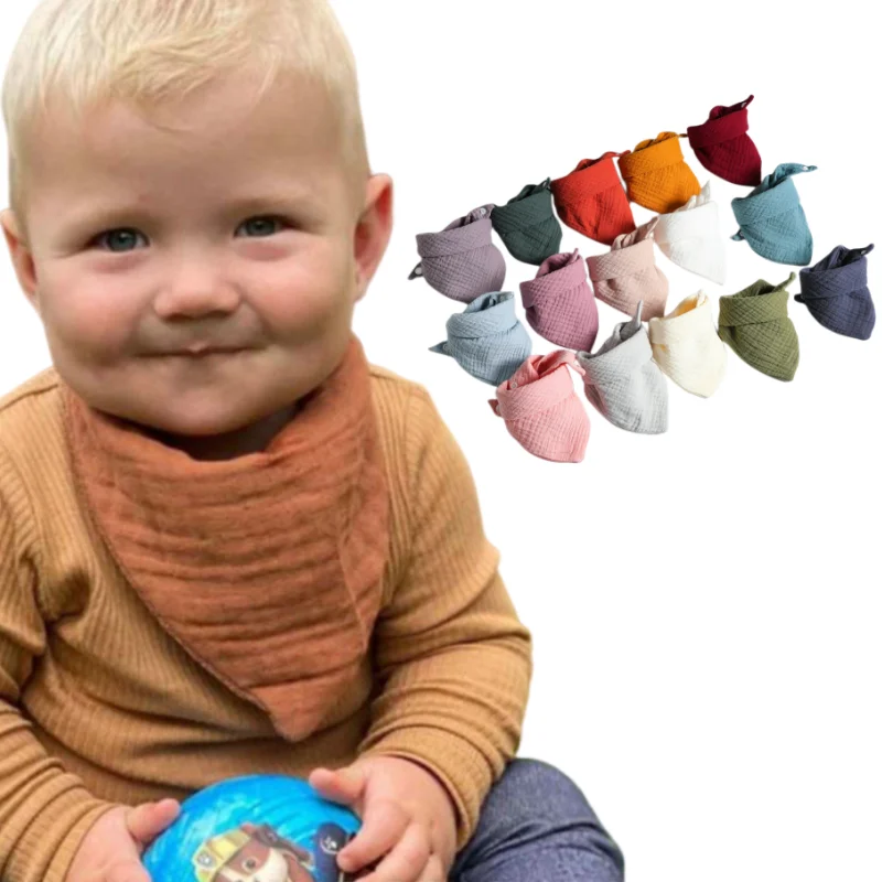 

5pcs/lot Baby Cotton Gauze Bibs Pocket Triangle Scarf Feeding Saliva Towel Baby Handkerchief 40*30*30CM