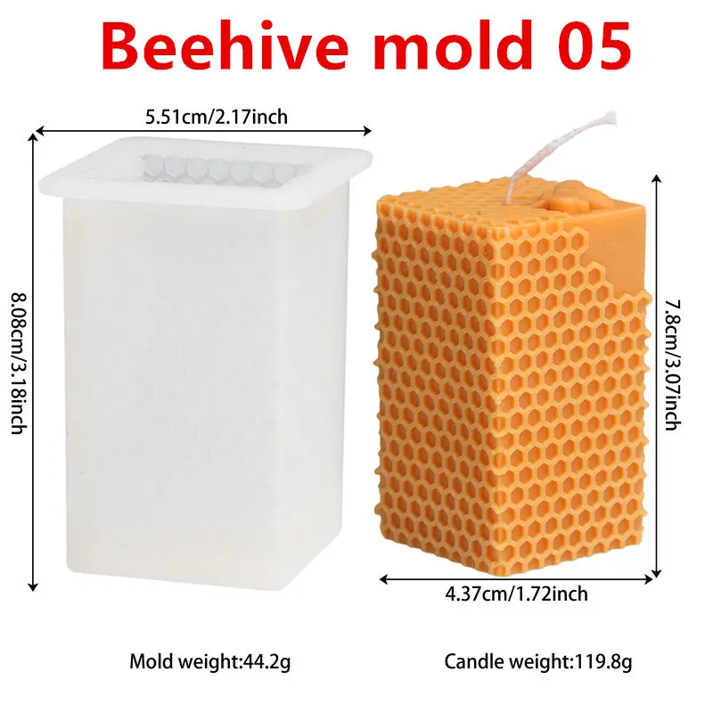 Honeycomb Bee Pillar Silicone Mold - Unique Column Design for DIY Handmade Scented Candles and Crafts