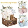Wood Baby Shower Storage Basket Baby Toys Storage Crate with Handle Decorat Multipurpose Gift Basket for Boys Girls New Parents 1