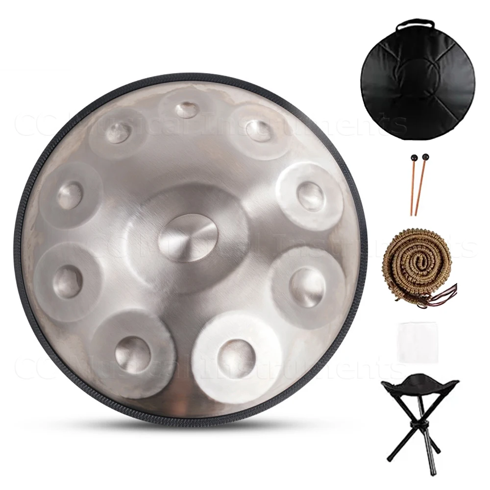 Handpan Drum for Yoga Meditation Music Drums Percussion Instruments Gift D Minor Steel Tongue Drum 22 in 440Hz 9 or 10 Tone