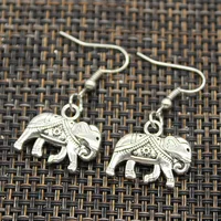 New Fashion Handmade Lovely Thailand Mounts Elephant Pendants Silver Color Earrings For Womens Style 2