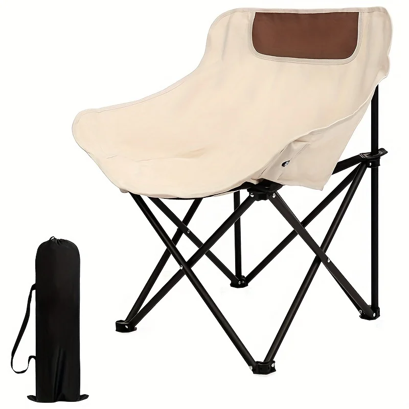 Chaise de camping extra-large avec poche latérale - Pliante et portable pour pêche et pique-nique