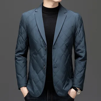 Parka in cotone Abbigliamento casual in cotone da uomo d'affari Gioventù centrale Autunno Inverno Giacca antivento in lana di cotone leggero e sottile 1