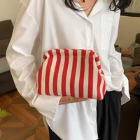Summer Woven Crochet Purses for Women Beach Clutch Handbags 2026 Dumpling Hobo Casual Colorblock Bag Ladies Ruched Cloud Purse - Image 3