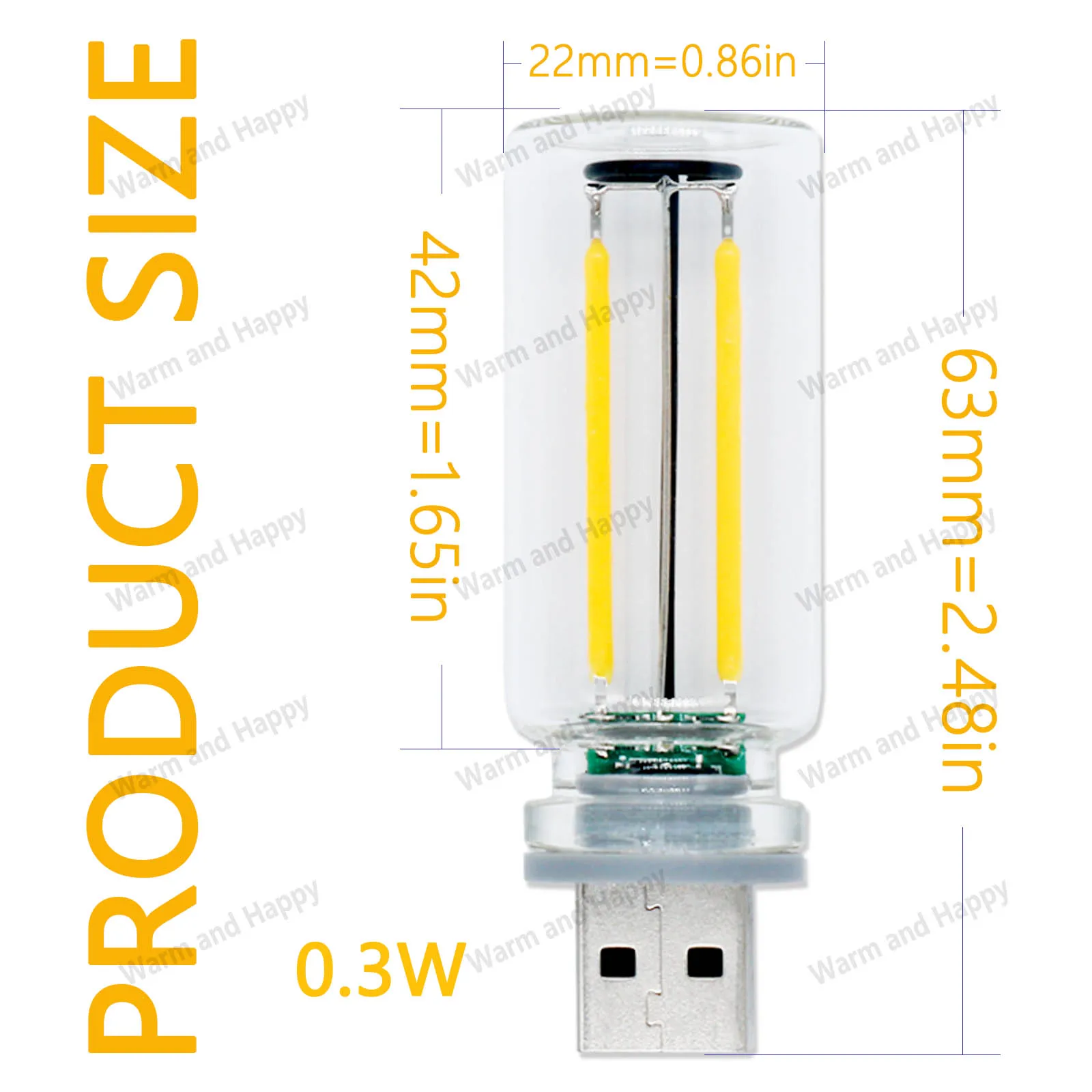 에디슨 레트로 USB 터치 디밍 야간 조명, LED 앰플 백열 전구, 가정용 비드 광원, 0.3W DC5V, 8 개