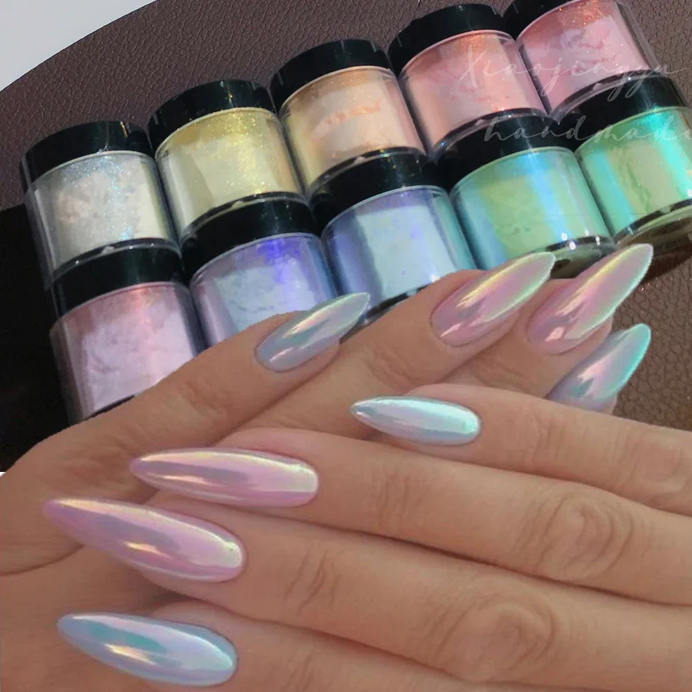 Multicolor Holographic Neon Shimmer Glitter Ice Muscle Aurora Nail Pigment Powder Fine Chrome Sfregamento Dust Mirror Polish Decorat