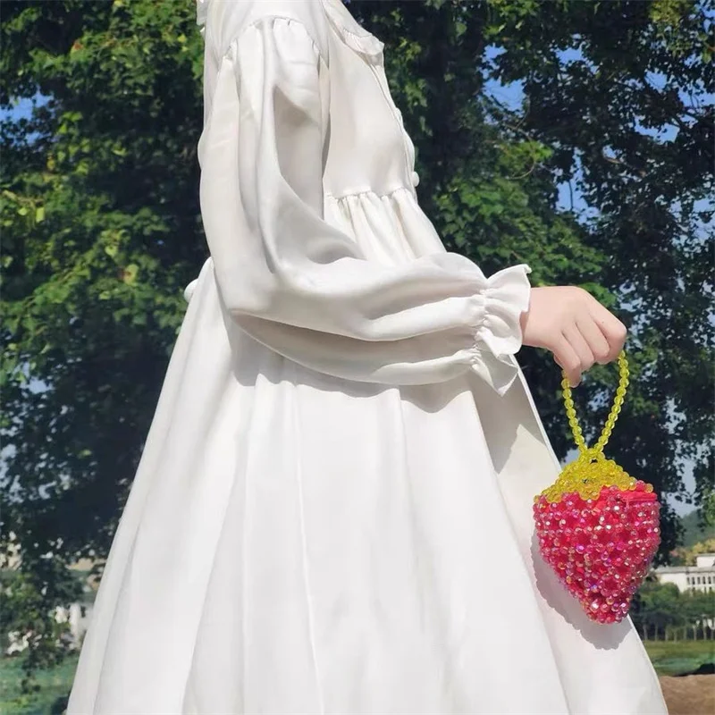 White Lolita Dress Japanese Vintage Fairy A-Line Dress Peter