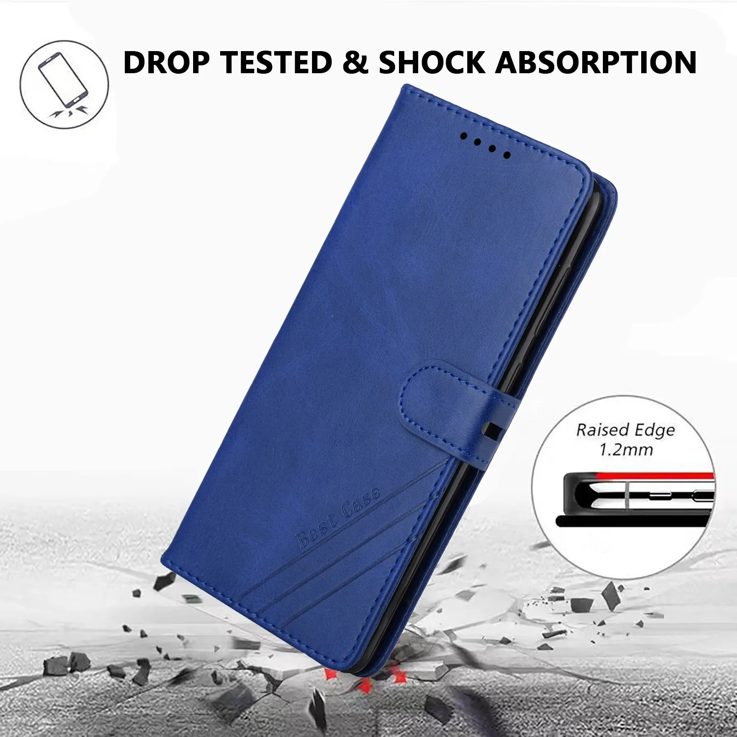 Luxury Leather Flip Phone Case with Strap - Protective Book Cover Wallet