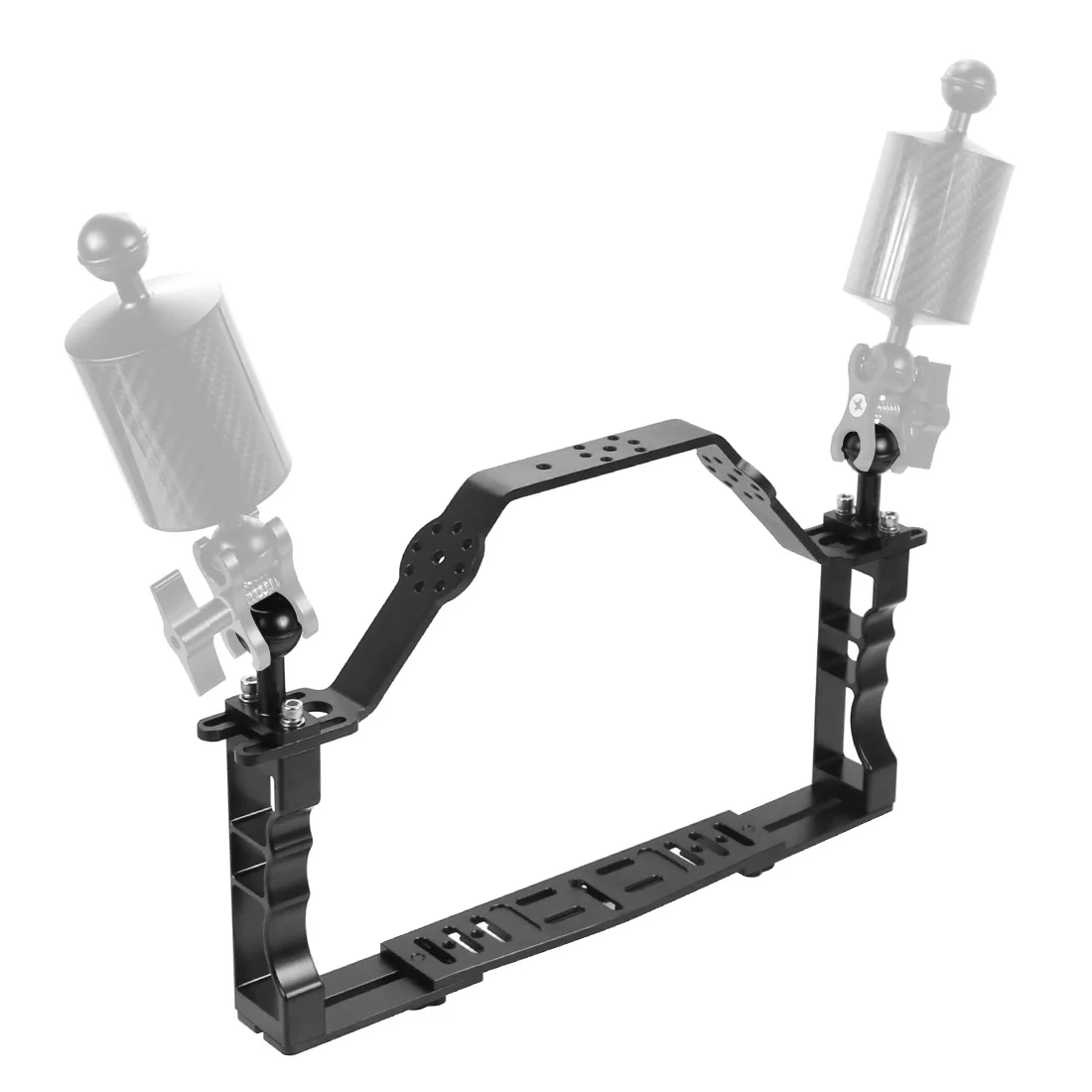 Tauchen Tablett Dual Griff Grip Expansion Lift Up Mount Aluminium Handheld LED Blitzlicht Halterung DSLR Unterwasser Fotografie Werkzeug – Detail 18