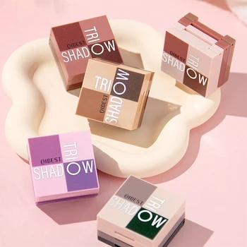 1 piece, three in one eye shadow palette, portable makeup, matte and shiny finish, multi-functional neutral tone, easy to mix 1
