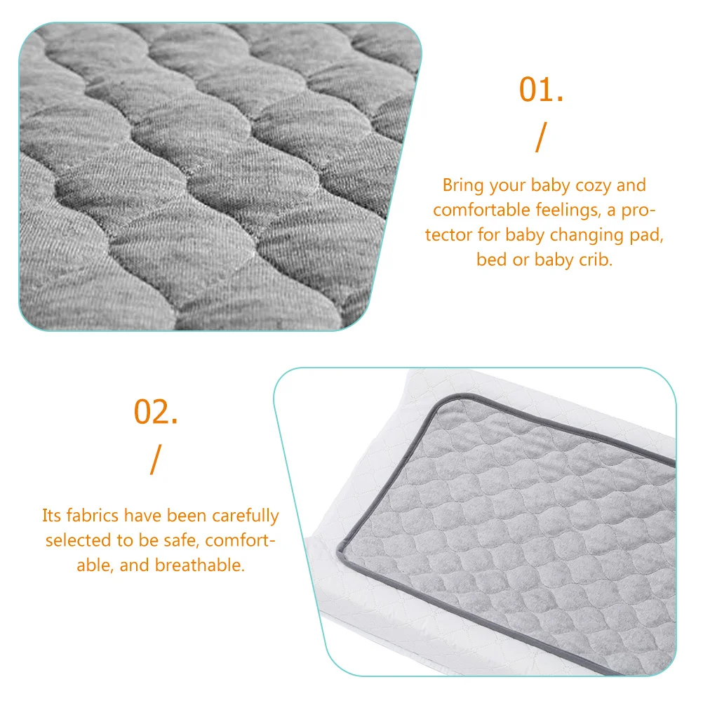 Gray Rectangle Bamboo Cotton Waterproof Diaper Pad Reusable Bassinet Mattress Protector Toddler Crib Sheet Bed Pads 3 Pcs
