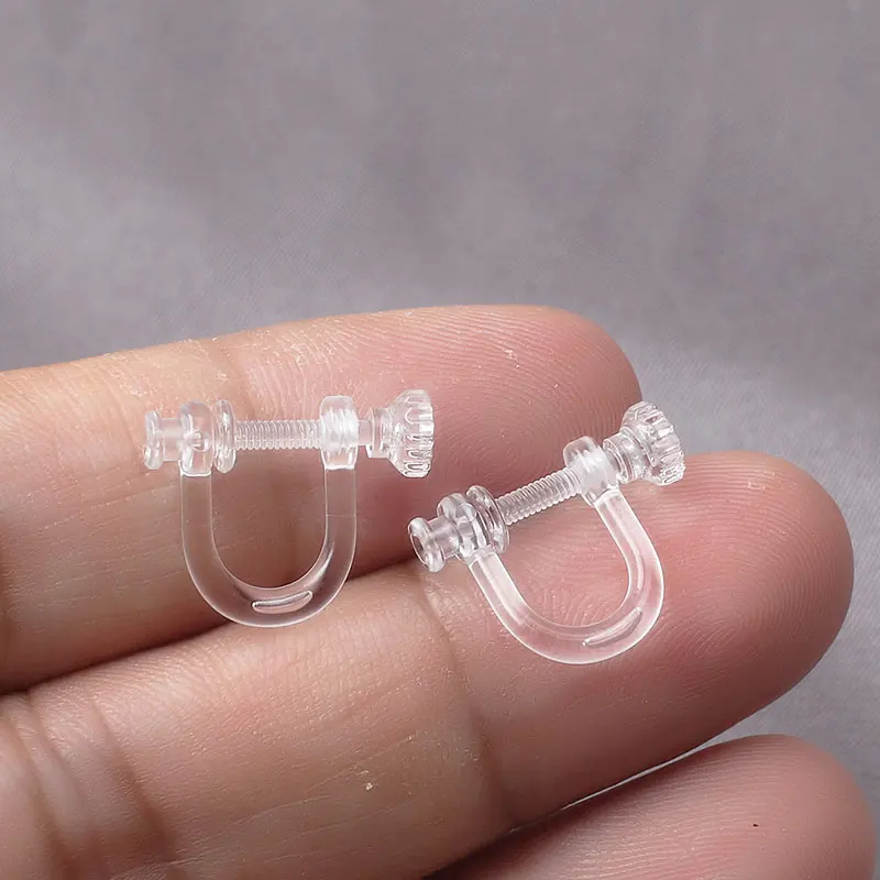 Transparent Resins Screw Ear Clips Earrings Findings Resins Plastic Earring Clips Base Connectors DIY Jewelry Accessories 4