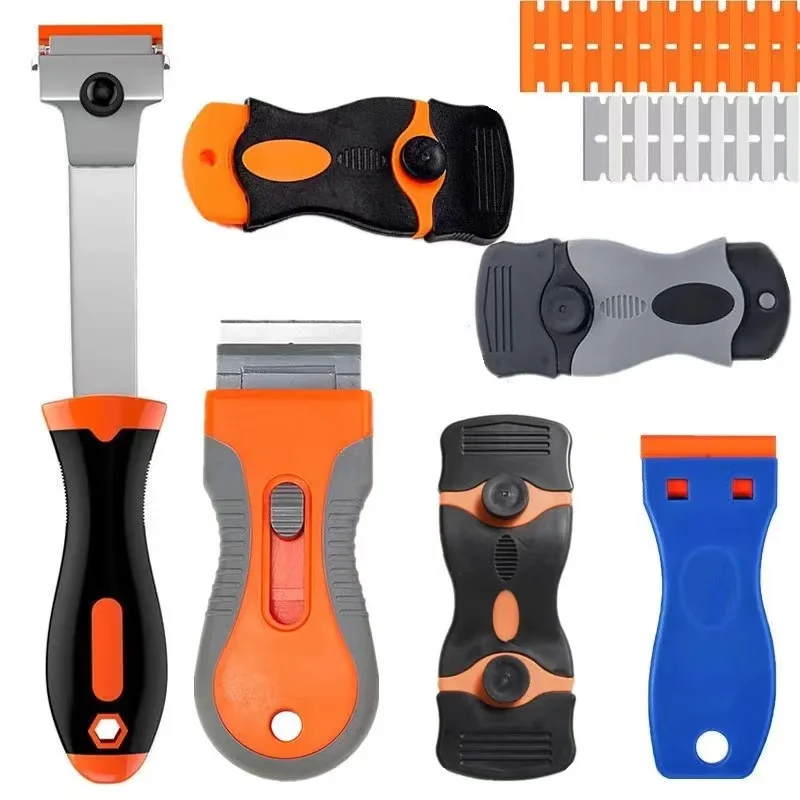 Razor Blade Scraper 50pcs 100pcs Metal Glass Glue Cleaner Remover Knife Replacement Carbon Steel Blade Car Tinting Tool
