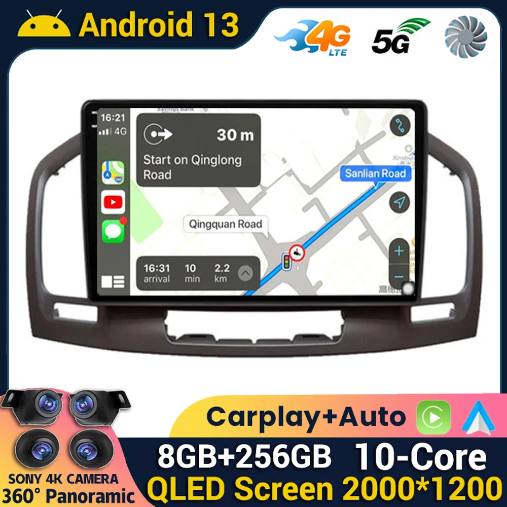 

Android 13 Carplay Auto WIFI+4G For Buick Regal Opel Insignia 2009 2010 2011 2012 2013 Car Radio Multimidia Player Stereo GPS BT