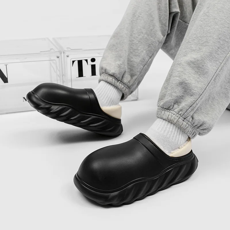 2022 cotton slippers couple winter non-slip soft bottom home slipper ladies waterproof cover heel flat with loafers plus size 45