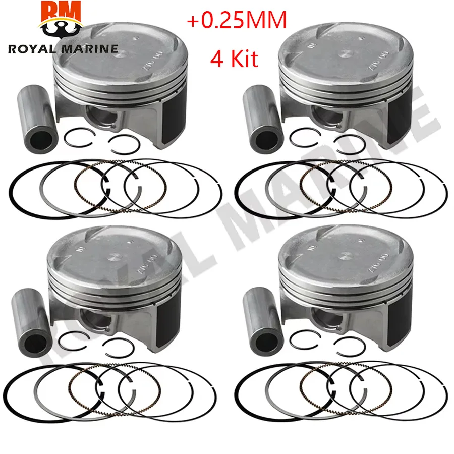 13101-ZY6-000 (+0.5mm) 4キット ピストンセット マリン船外機 BF115-BF150 ZY6 +0.50 ピ Honda BF150A 150hp outboard piston and rod (13101-ZY6-000) | eBay 