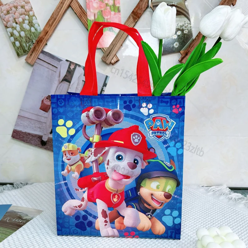 Bolso de mano no tejido de la patrulla canina para niños, bolsa de regalo con estampado de Chase Skye, embalaje de regalo, bolsas de fiesta de cumpleaños, juguete para niños, novedad de 2024